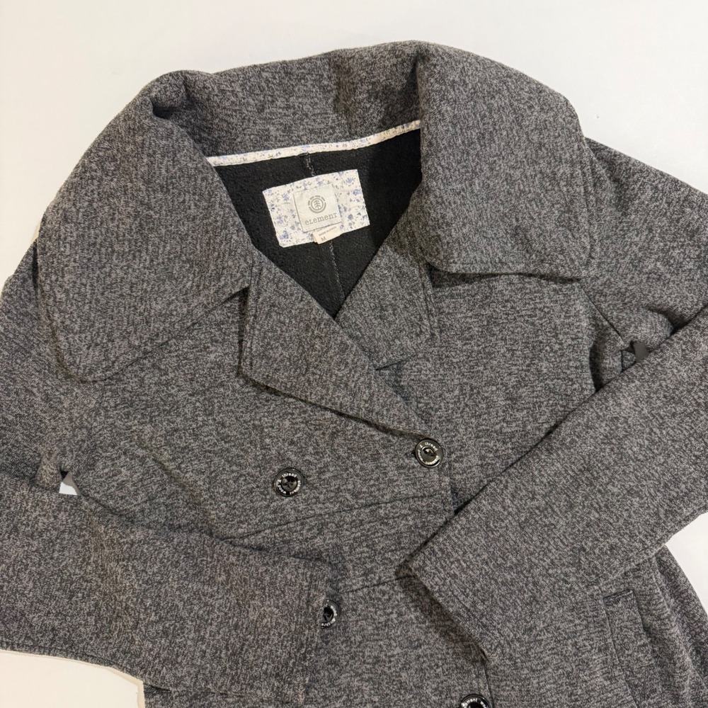 Element Women's Grey Double Breasted Knit Jacket Coat Size M